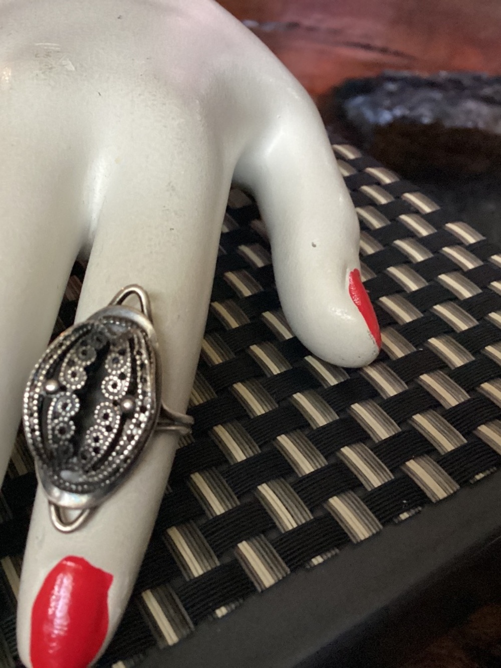 VICTORIAN STERLING RING MUST SEE SIZE 6 RAREST.  STYLE EVER.